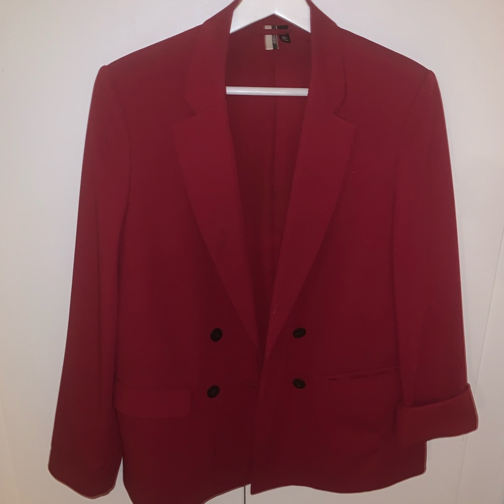 Red oversized double breasted Topshop blazer sz 6